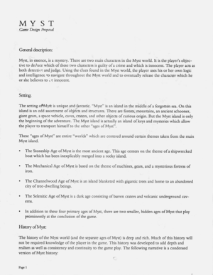 Myst proposal document page 1